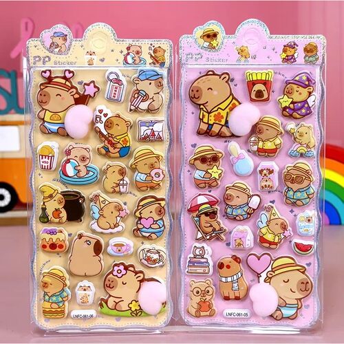1pc Cute Cartoon Capibala Soft Butt Pinch 3D Stickers Kawaii