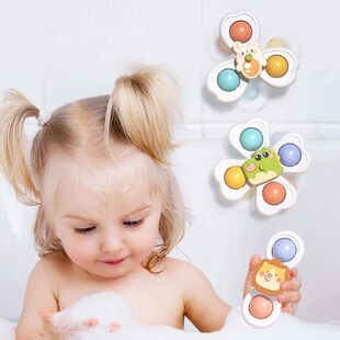 3 in 1 Suction Cups Spinning Top Toy For Baby Game Infant Te