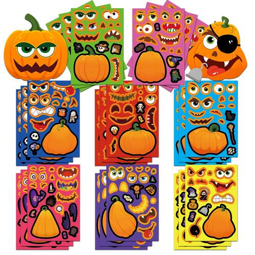 8PCS Pumpkin Head Halloween Puzzle Stickers Cartoon Creative