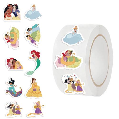 500pcs/Roll  Cartoon Princess Sealing Sticker DIY PVC Laptop