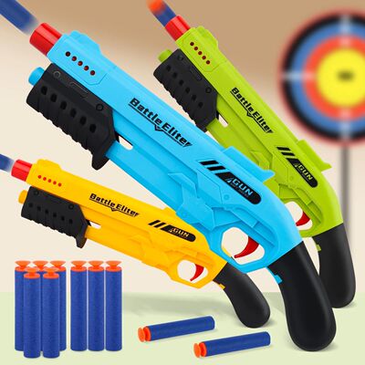 New Outdoor Kids Soft Blaster Manual Foam Dart Launcher Batt