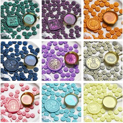 100pcs Sunflower Sealing Wax Aurora Color Wax Beads DIY Enve