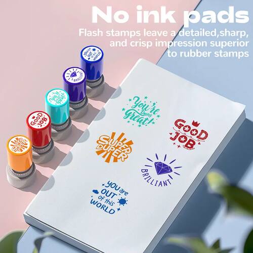 5pcs/set Teacher's Comment Stamp Automatic inking Stamp Engl
