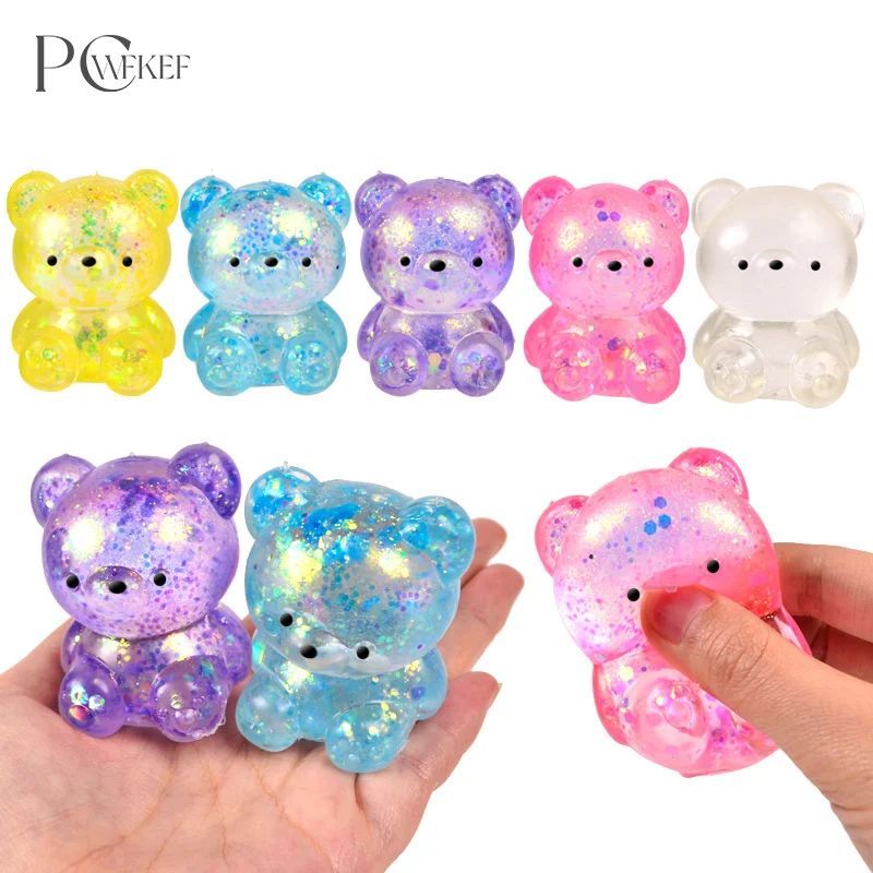 Glitter Gummy Bear Needoh Small Cute Animal Anti Stress  Spl