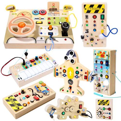 Montessori Busy Board Children Toys Led Light Switch Simulat