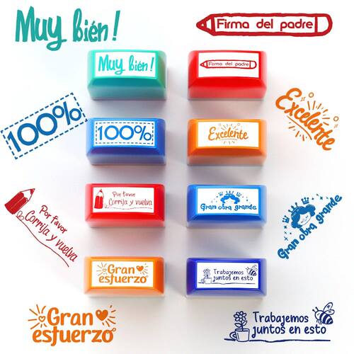 8 colorful teacher encouragement stamps Automatic ink-out co