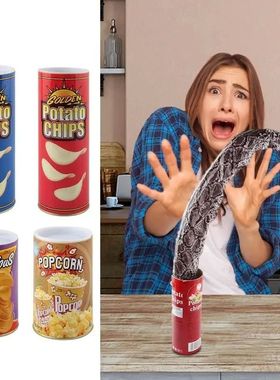 Funny Potato Chip Can Jump Spring Snake Roach Toy Spider Sca