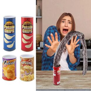 Funny Potato Chip Can Jump Spring Snake Roach Toy Spider Sca