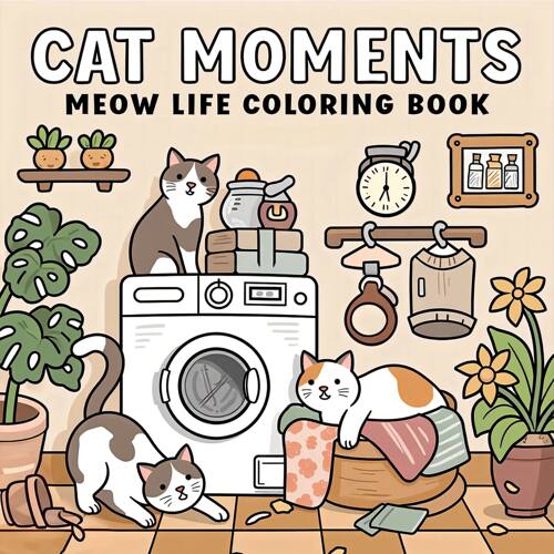 Cat Moments Adult Coloring Book Unique Book for Relaxation U