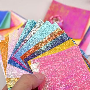50pcs Glittering Origami Paper Double Sides Solid Color Fold
