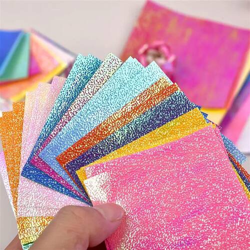 50pcs Glittering Origami Paper Double Sides Solid Color Fold