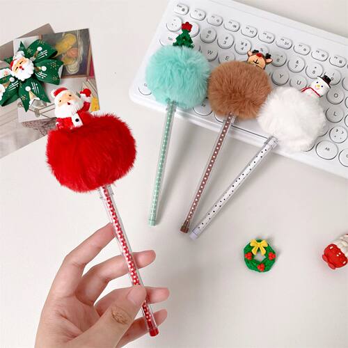 Christmas Themed Plush Ballpoint Pen Decoration Xmas Write P