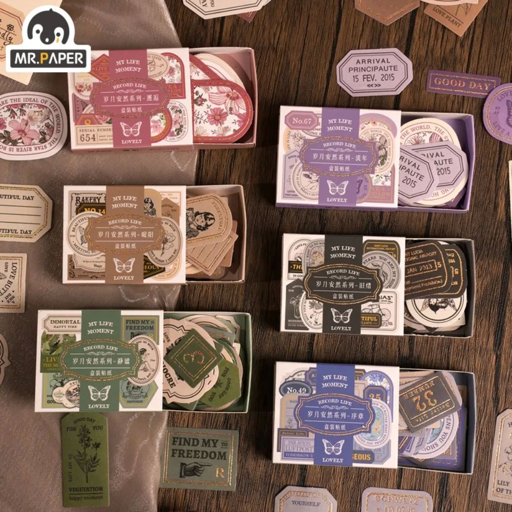 Mr. Paper Light Retro Label Box Stickers Writable Sealing St