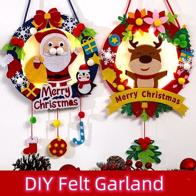 Felt Christmas Garlands Wreaths Hanging Wind Chime Display S