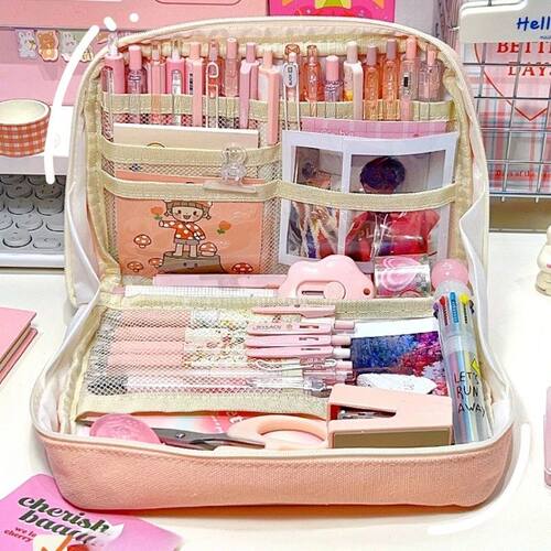 90°opening Multi-layer Pencil Case Student Stationery Stora