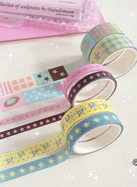 Dots Tape Stars Stripes Square Sticker Roll Korean Style Han