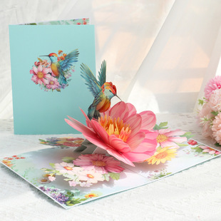 Teacher's Day Hummingbird Flower Stereo Greeting Card Paper