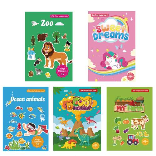 New Kids Reusable Sticker Book Multiple Scenarios Cartoon DI