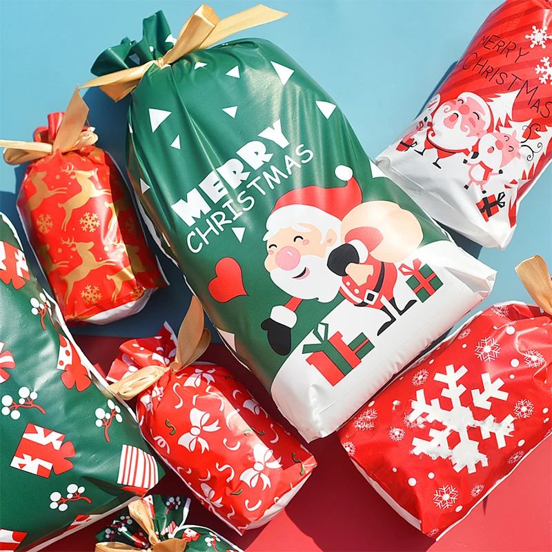 5/10pcs  New Year  Candy Bag Santa Gift Bag Snowflake Crisp