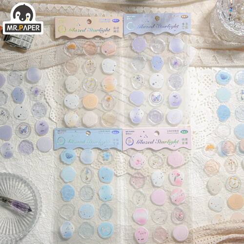 Mr.Paper 4 Style Fire Paint Seal Drip Glue Stickers Good-Loo