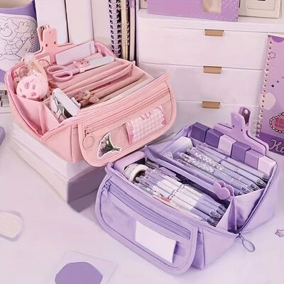 Large Capacity Pencil Case Organizer - Multi-Compartment Des