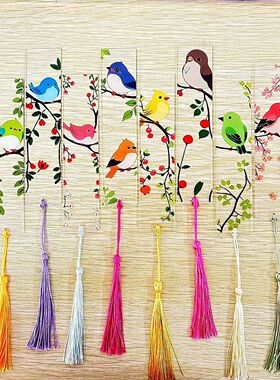 10/8pcs/1pc acrylic bookmark, clover, bird, transparent flow