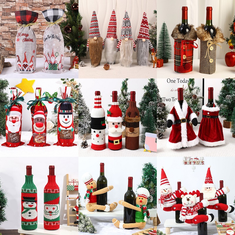 Christmas Decorations Cartoon Wine Bottle Set Red Wine Champ