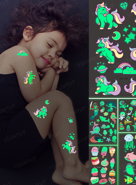 Luminous Night Tattoo Stickers For Children Unicorn Stars Te