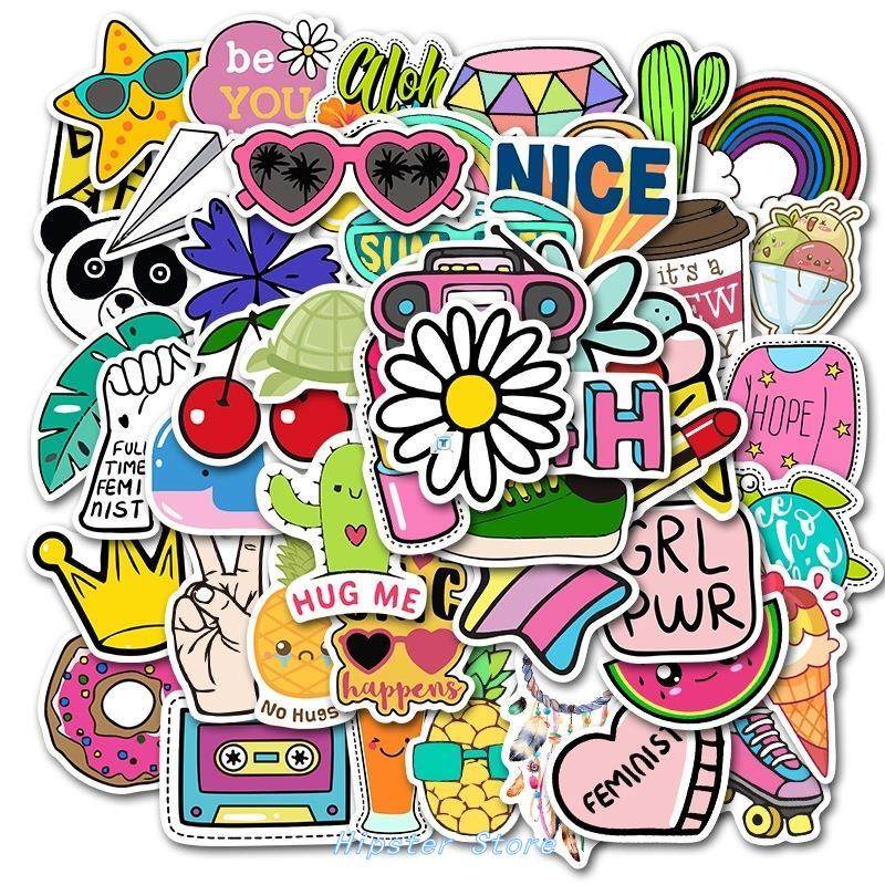 100pcs  vinyl cute nature girl stickers for water b
