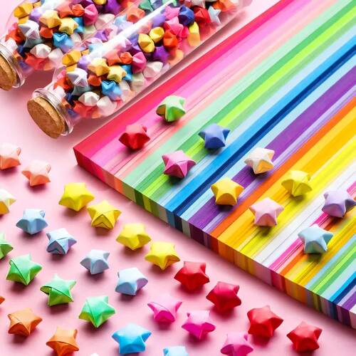 Origami Stars Paper Strips Lucky Colorful Star Decor Folding