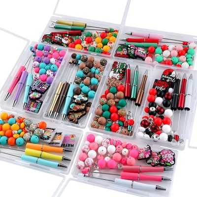 54pcs/Lot Boxed Pen/Silicone Round Bead/Focus Beads Combinat