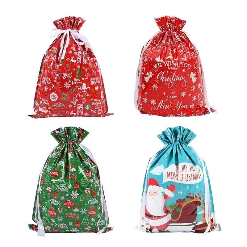 Christmas Gift Bags 5PCS Stand Up Drawstring Foil Gift Wrapp