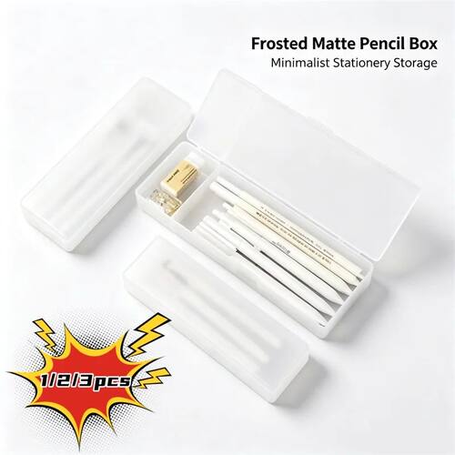 Pencil Cases School Office Simple Matte Transparent Plastic