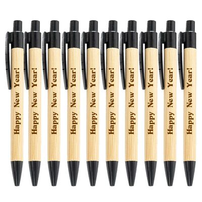 10-100Pcs Bamboo Personalized Ballpoint Pens Stationery Pen