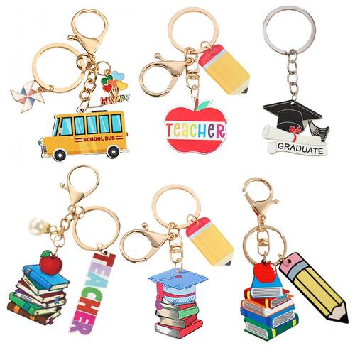 Teachers Day Gift Keychain Graduation Decorations Bus Book W