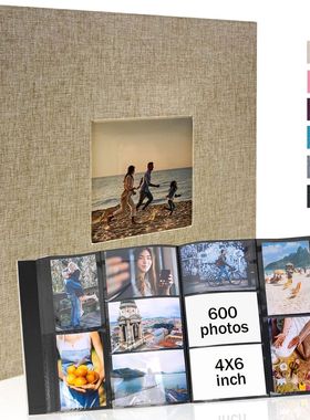 1 linen 4x6-600 pocket photo album with horizontal and verti