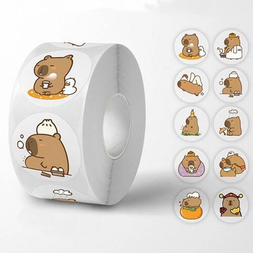 500pcs/Roll Cute Capybara Sticker Waterproof Graffiti Aesthe