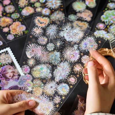 3Pcs Fireworks Theme Stickers PET Material DIY Scrapbooking