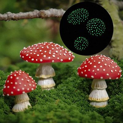 Mini Glow In The Dark Mini Mushroom Ornament Resin Crafts Fa
