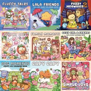 Adult & Teen Coloring Books Set with Various Themes, Stress