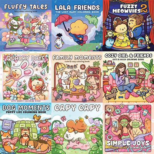 Adult & Teen Coloring Books Set with Various Themes, Stress