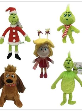 2025 New Christmas Grinch Plush Toy Green Haired Monster Chi