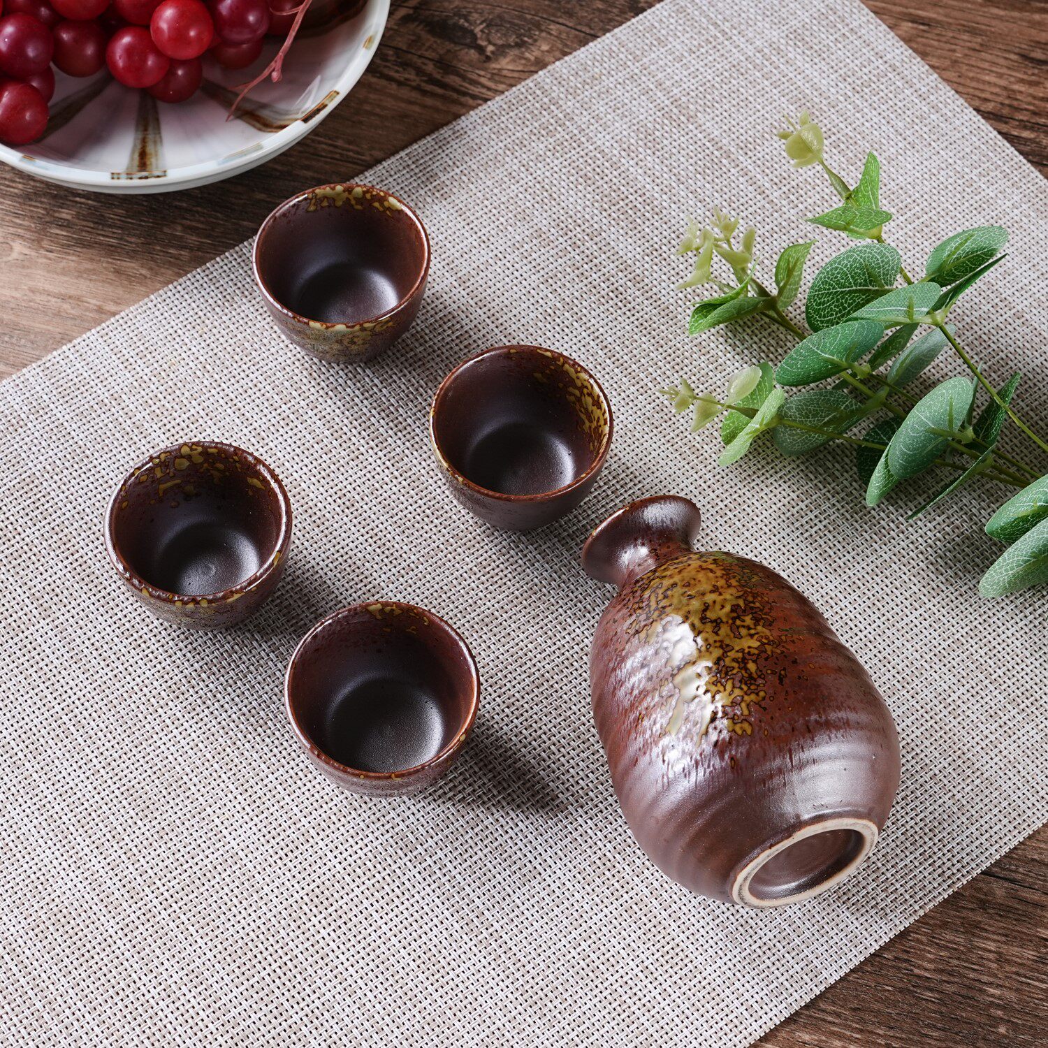 日本进口美浓烧家用陶瓷酒杯清酒杯酒壶一壶四杯烧酒杯酒具套件