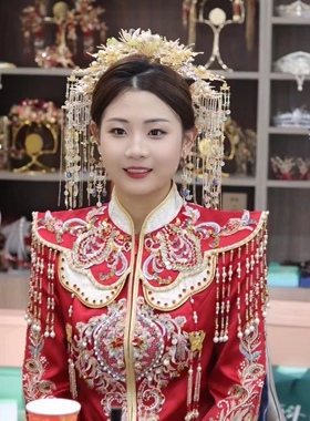 一诺新娘中式古装头饰结婚当天秀禾头饰礼服龙凤挂头饰影楼摄影