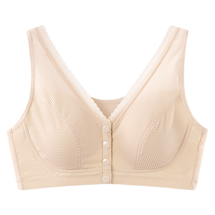春织妈妈前扣内衣女薄款无钢圈背心文胸中年妇女老年人大码胸罩薄