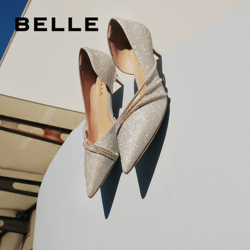 百丽时尚条带高跟鞋舒适