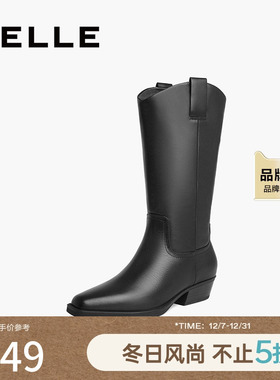 百丽西部靴时装靴女款冬季新款鞋子女靴厚底靴子高跟短靴BDI70DG3