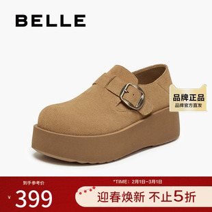 百丽复古质感勃肯鞋女2025秋新商场同款厚底增高休闲单鞋E4S1DCM5