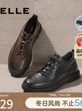百丽商务鞋男鞋冬季商场同款鞋子懒人休闲皮鞋加绒8CS01DM3