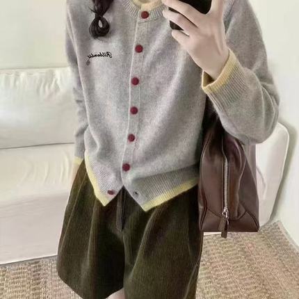灰色针织开衫毛衣女外套2025新款秋冬小个子打底衫内搭可外穿